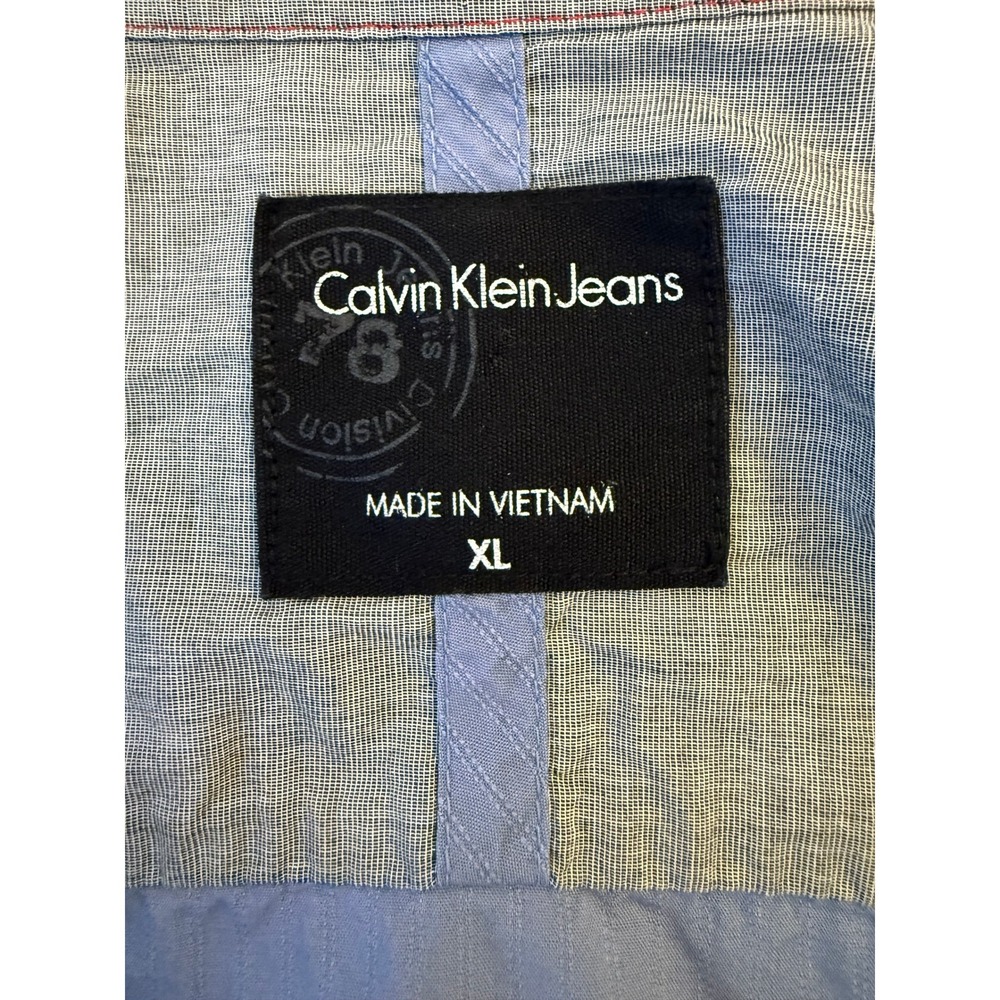Calvin Klein Jeans Mens XL Button Up Shirt Long Sleeve Blue Casual - Picture 4 of 9